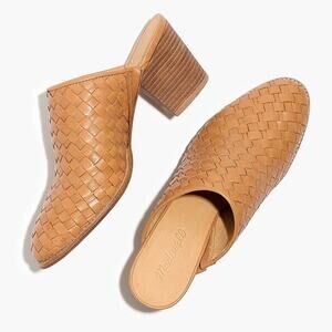 Madewell Tan Woven Leather Mules